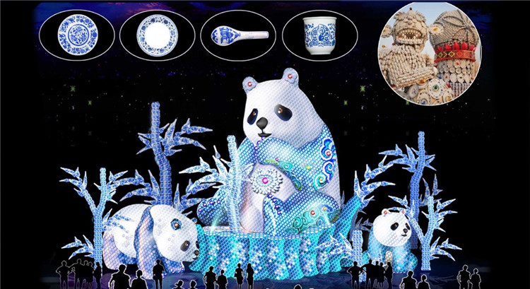 自贡华亦彩灯会主办方制作水上景观创意LED梦幻造型莲花灯防水防风安全可靠