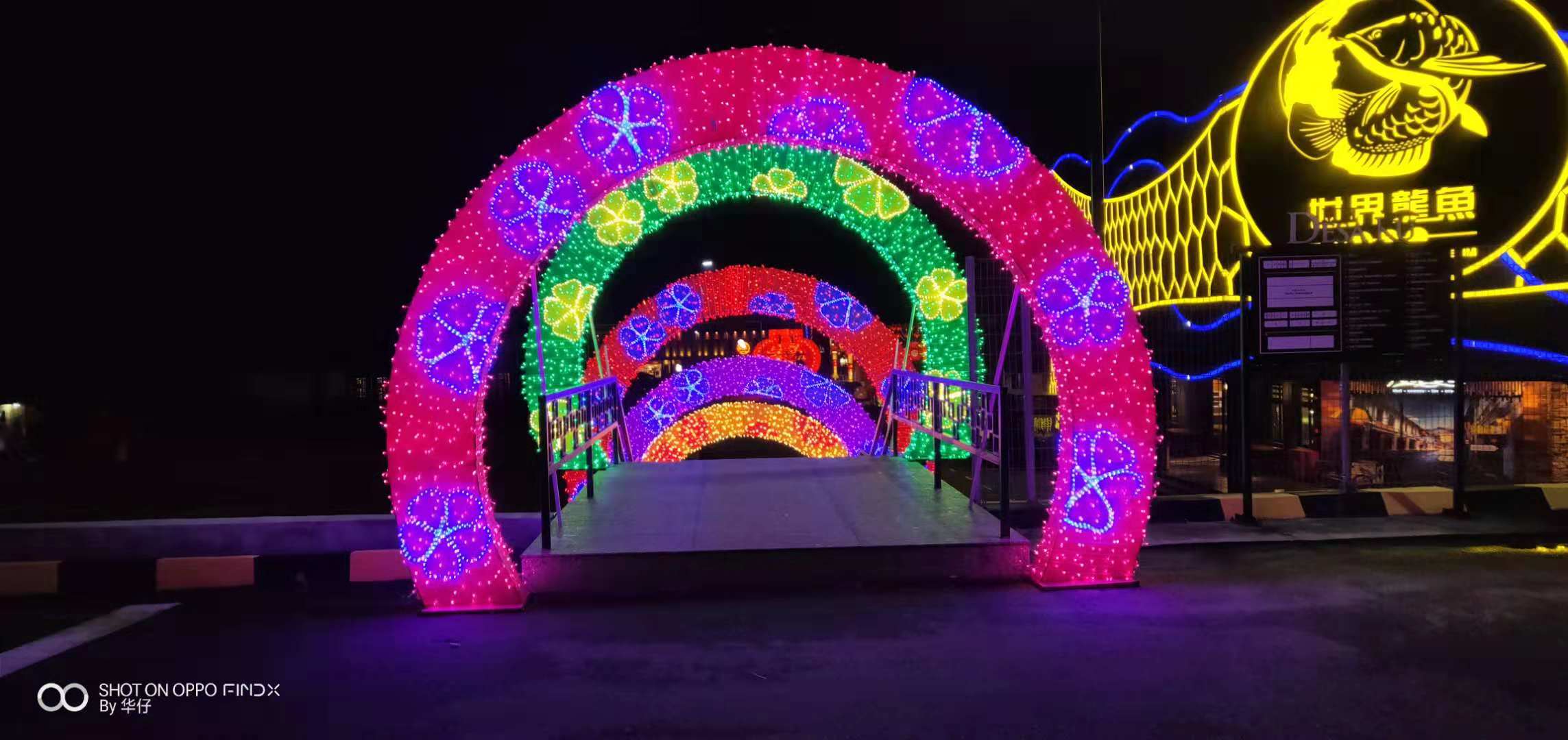 华亦彩花灯源头厂家现场制作动物造型花灯展览LED变色海豚花灯整套美陈商场草坪