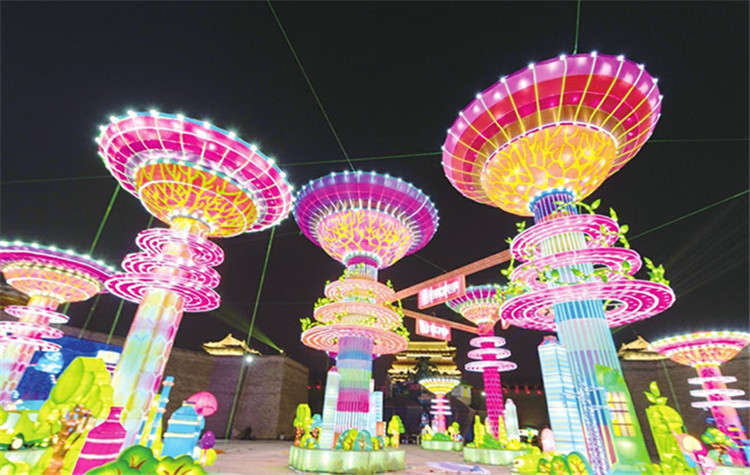 自贡花灯厂家手工定制大型中国龙花灯庆祝新中国成立70周年活动灯会展览亮化