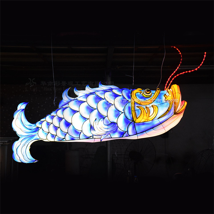 华亦彩制作装饰餐厅新款灯笼鱼花灯吊顶工艺独特个性创意卡通造型彩灯灯展