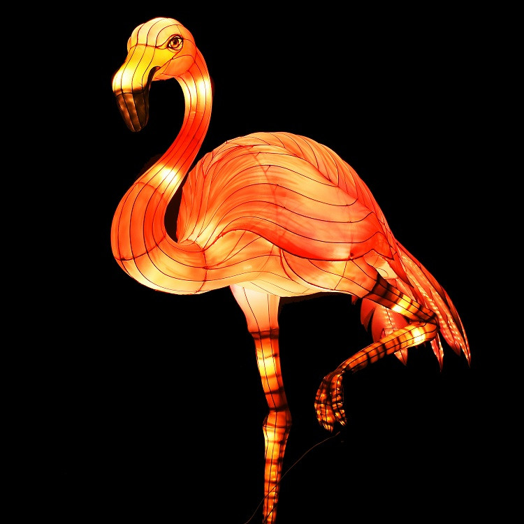 华亦彩定制创意个性网红火烈鸟花灯展览制作大型户外动物造型灯展室内装饰