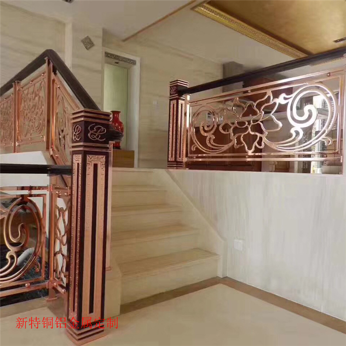 福清中式铜雕花别墅楼梯护栏
